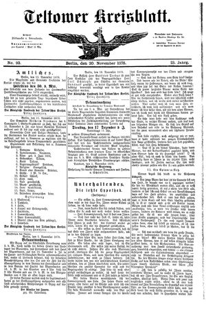 Teltower Kreisblatt vom 20.11.1878