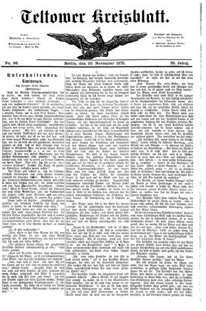 Teltower Kreisblatt vom 30.11.1878