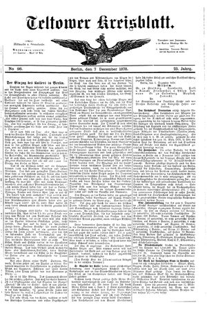 Teltower Kreisblatt vom 07.12.1878