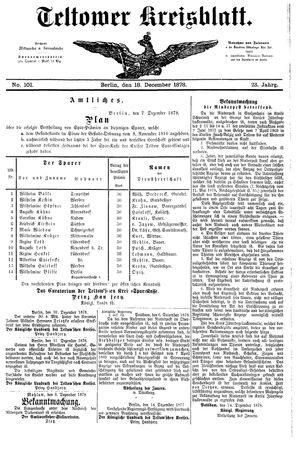 Teltower Kreisblatt vom 18.12.1878