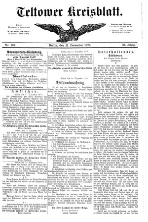 Teltower Kreisblatt vom 21.12.1878