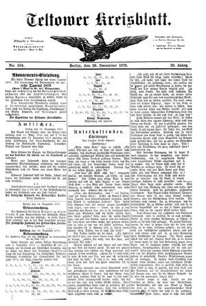 Teltower Kreisblatt vom 28.12.1878