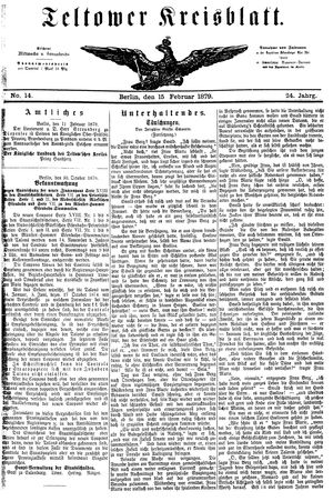 Teltower Kreisblatt on Feb 15, 1879