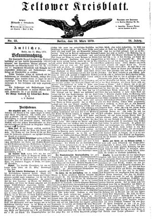 Teltower Kreisblatt vom 19.03.1879