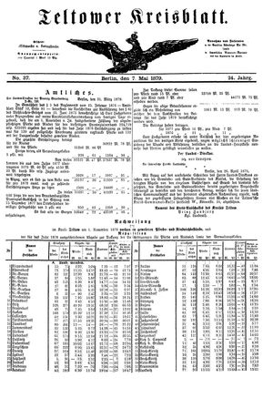Teltower Kreisblatt vom 07.05.1879
