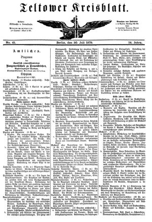 Teltower Kreisblatt vom 30.07.1879