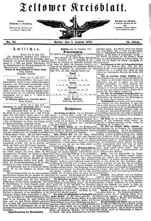 Teltower Kreisblatt vom 02.08.1879
