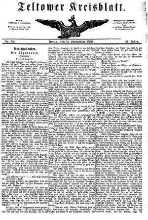 Teltower Kreisblatt on Sep 13, 1879