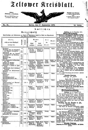 Teltower Kreisblatt on Sep 17, 1879