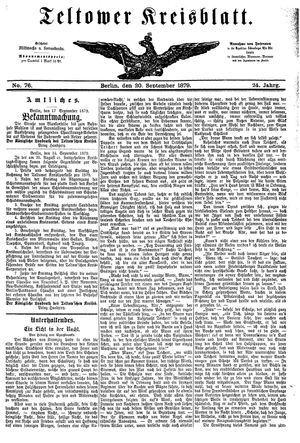 Teltower Kreisblatt vom 20.09.1879