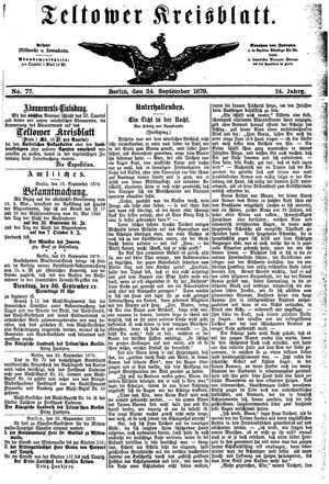 Teltower Kreisblatt vom 24.09.1879