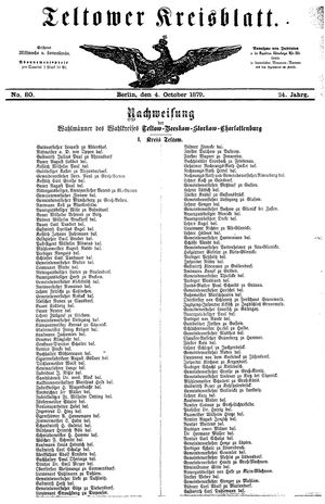Teltower Kreisblatt vom 04.10.1879