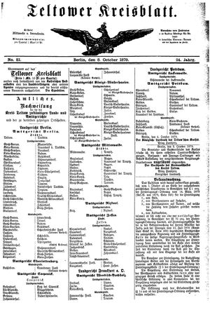 Teltower Kreisblatt vom 08.10.1879