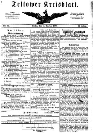 Teltower Kreisblatt on Oct 11, 1879