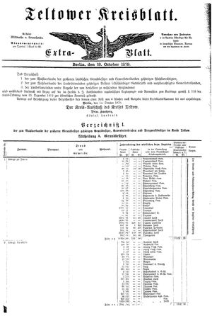 Teltower Kreisblatt on Oct 18, 1879