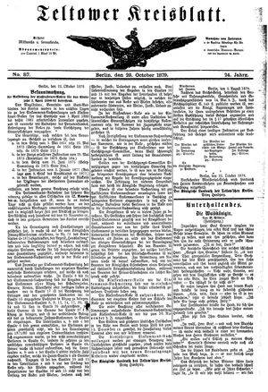 Teltower Kreisblatt vom 29.10.1879