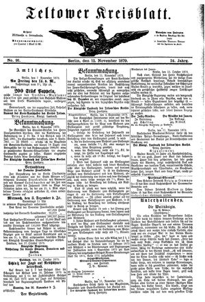 Teltower Kreisblatt vom 12.11.1879