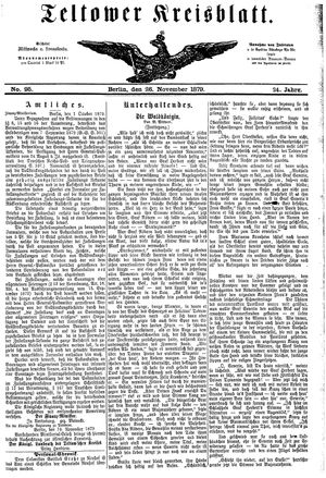 Teltower Kreisblatt vom 26.11.1879