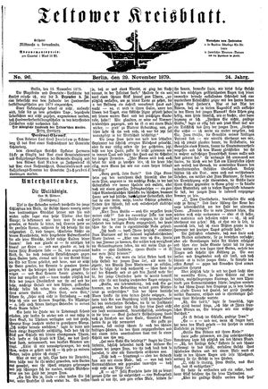 Teltower Kreisblatt vom 29.11.1879