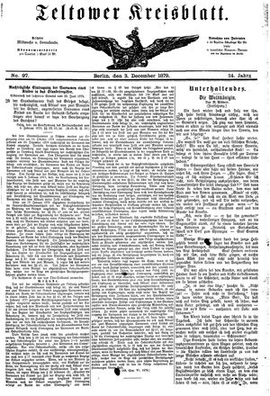 Teltower Kreisblatt vom 03.12.1879