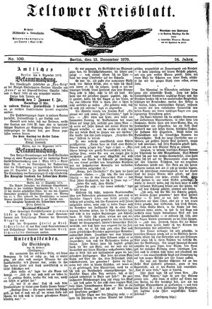 Teltower Kreisblatt vom 13.12.1879