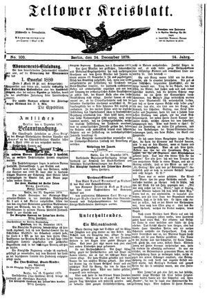 Teltower Kreisblatt vom 24.12.1879