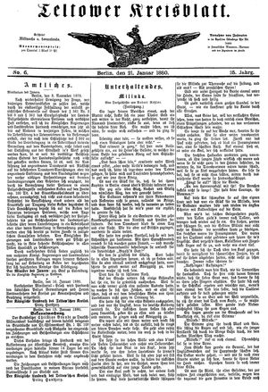 Teltower Kreisblatt vom 21.01.1880