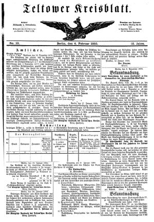 Teltower Kreisblatt vom 04.02.1880