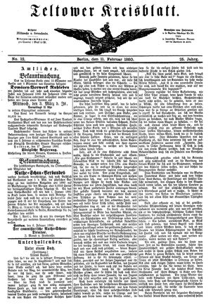 Teltower Kreisblatt vom 11.02.1880