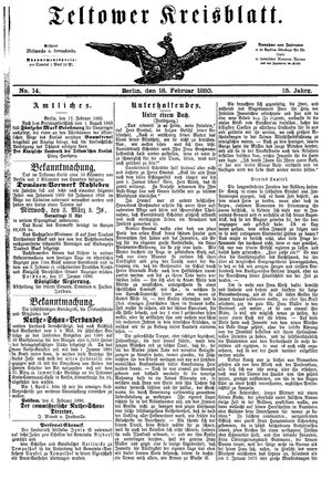 Teltower Kreisblatt vom 18.02.1880