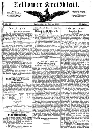 Teltower Kreisblatt on Feb 25, 1880