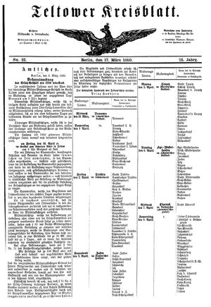 Teltower Kreisblatt on Mar 17, 1880
