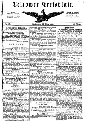 Teltower Kreisblatt vom 27.03.1880