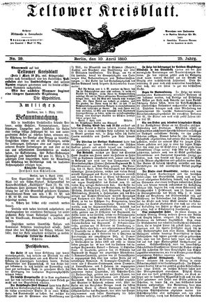 Teltower Kreisblatt vom 10.04.1880