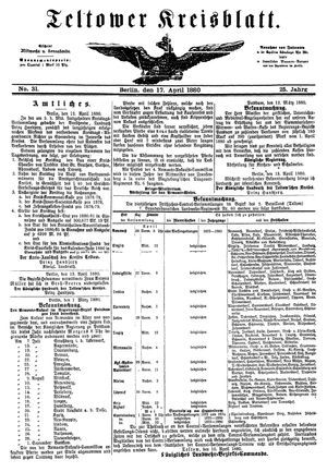 Teltower Kreisblatt on Apr 17, 1880