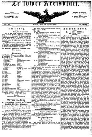 Teltower Kreisblatt vom 28.04.1880