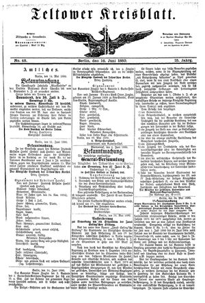 Teltower Kreisblatt vom 16.06.1880