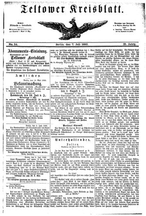 Teltower Kreisblatt vom 07.07.1880