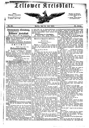 Teltower Kreisblatt vom 14.07.1880