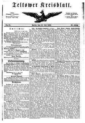Teltower Kreisblatt vom 31.07.1880