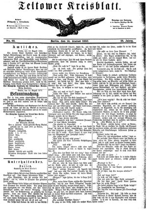 Teltower Kreisblatt vom 14.08.1880