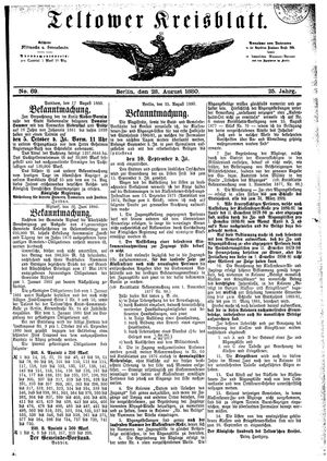 Teltower Kreisblatt vom 28.08.1880