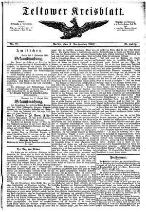 Teltower Kreisblatt vom 04.09.1880