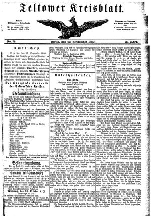 Teltower Kreisblatt vom 22.09.1880