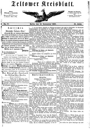 Teltower Kreisblatt vom 25.09.1880