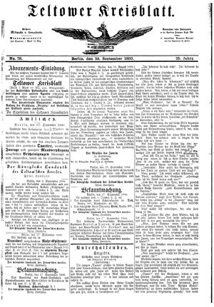 Teltower Kreisblatt on Sep 29, 1880