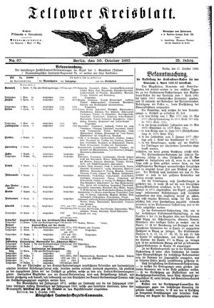 Teltower Kreisblatt on Oct 30, 1880