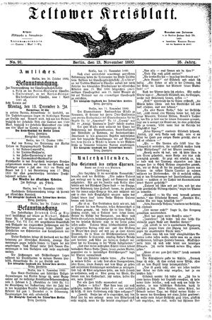 Teltower Kreisblatt on Nov 13, 1880
