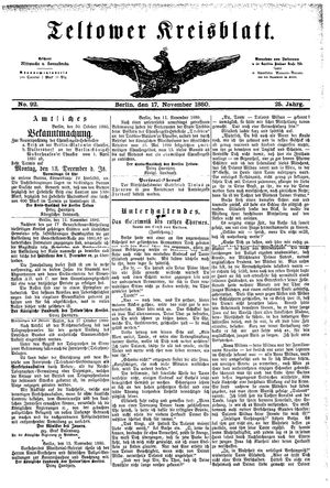 Teltower Kreisblatt vom 17.11.1880
