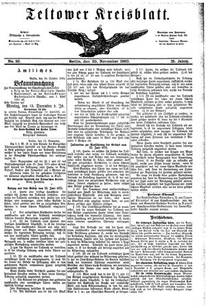 Teltower Kreisblatt vom 20.11.1880